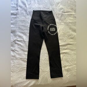 SoulCycle Lululemon Black Capri Leggings with White Logo